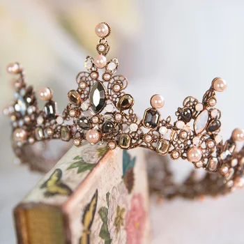 Barok Crown Bryllup Tiara Vintage Brude Hår Tilbehør, Hår Smykker Legering Tiaras Skønhed Royal Crown Brude Hår