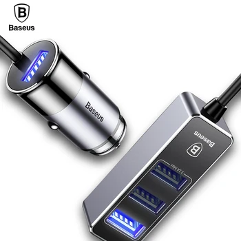 Baseus 4 USB Bil Oplader Til iPhone, iPad Huawei Samsung Xiaomi Mobiltelefon, USB Oplader 5V 5.5 EN Bil Oplader til Bil-Oplader