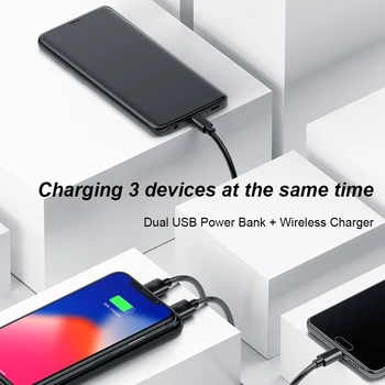 Baseus LCD-8000mAh QI Trådløse Oplader 2A Dual USB Power Bank Til iPhone X 8 Samsung s9 Batteri Oplader 5W Wireless Charging Pad