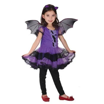 BatGirls Kostume Med vinger Børn Cosplay Jul nytår Dans Kjole cape Kostumer til Børn Purim Halloween Børn ' Day