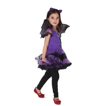 BatGirls Kostume Med vinger Børn Cosplay Jul nytår Dans Kjole cape Kostumer til Børn Purim Halloween Børn ' Day