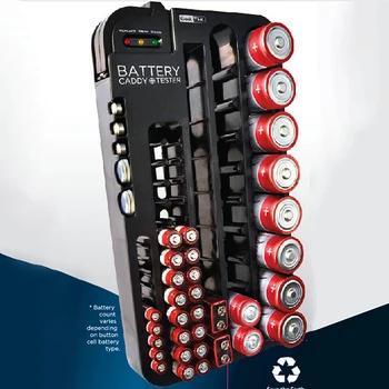 Batteri opbevaringsboks Tilfældet for 72pcs AA, AAA, 9V AG BB C D Batteri Holder Arrangør med Batteri Tester