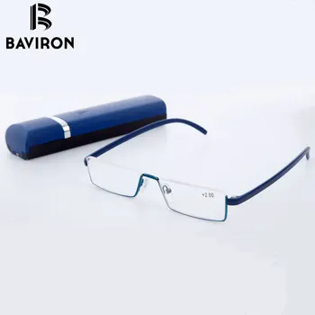 BAVIRON Gratis Fordreje TR90 læsebriller Unisex Ingen Forvrængning Ben Briller Ramme i Rustfrit Stål Optisk HD Vision Linse B8888LH
