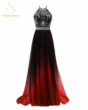 Bealegantom Halterneck Gradient Prom Kjoler 2017, Med Lange Chiffon Plus Size Ombre Aften festkjoler Vestido Longo QA1231
