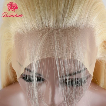 Beau Lys Blond Hair Malaysiske Lige Hår 2 Bundter Med 360 Blonder Frontal Non Remy Human Hair Vævning med 360 Blonder Frontal