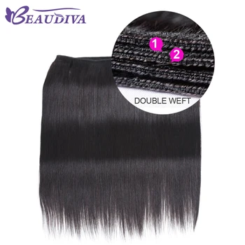 Beaudiva Hår Pre-farvet Remy Human Hair Bundter Med Lukning Brazilian Hår Lige 3 Bundter Med Lace Lukning