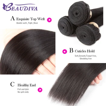 Beaudiva Hår Pre-farvet Remy Human Hair Bundter Med Lukning Brazilian Hår Lige 3 Bundter Med Lace Lukning