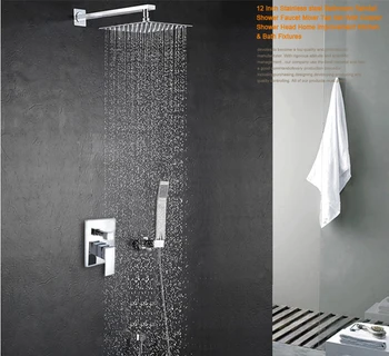 BECOLA Luksus 8-10-12-16 tommer Rustfri Stål, Badeværelse regn brusebad vandhaner hoved brusesæt med håndbruser