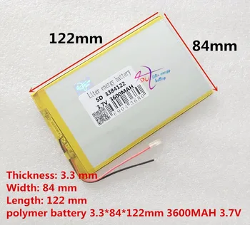 Bedste batteri brand Størrelsen 3384122 3,7 V 3600mah Lithium polymer Batteri med Beskyttelse af yrelsen For PDA Tablet Pc ' er, Digitale Produkter F