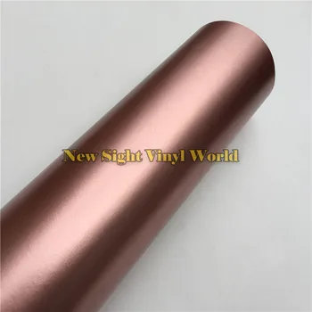 Bedste Kvalitet Rose Guld Mat Satin Chrome Wrap Film Satin Metallic Metal Bil Body Wrapping Folie Bil Mærkat Boble Gratis