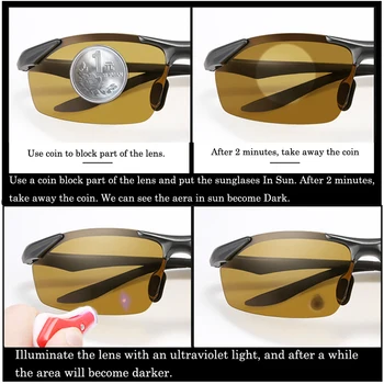 Bedste Mænds Dag Nat Fotokromisk Polariserede Solbriller for Chauffører Mandlige Sikkerheden Kørsel Fiskeri, Kajaksejlads UV400 Sol Briller YB2206