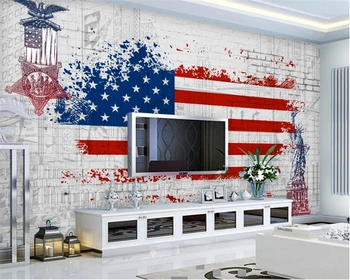 Beibehang 3D Tapet Retro Amerikanske Flag Graffiti Baggrund Væggen Stue, Soveværelse, TV Vægmaleri foto tapet papel de parede