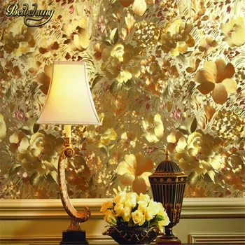 Beibehang Blomster guld folie baggrund guld præget funktion baggrunden for stue papel de parede 3d vægmaleri wall paper roll