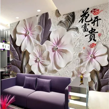 Beibehang Brugerdefinerede 3D Tapet Relief Blomster, 3d-TV Baggrund Vægge Store vægmaleri Udsmykning Stue tapet på vægge, 3 d