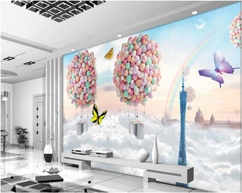 Beibehang brugerdefinerede vægmaleri silke klud 3d-rum wall paper wall farverige balloner drøm foto tapet på vægge, 3 d klistermærker