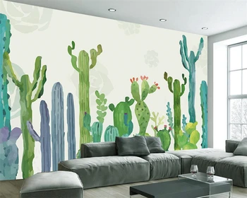 Beibehang Brugerdefineret baggrund enkel hånd-malet American pastoral kaktus stue-TV baggrund vægmaleri foto 3d tapet