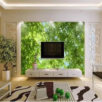 Beibehang Foto Tapet til stuen, sofa soveværelse 3D-Stereo Store Vægmalerier Grønne blade natur vægmaleri tapet på vægge, 3 d
