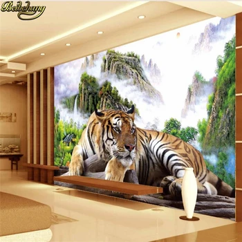 Beibehang papel de parede 3d-rummet tapet på vægge, 3 d stereoskopisk tigre wall paper vægmalerier tv sofa baggrund wall decor