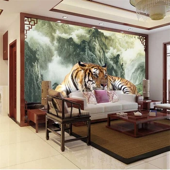 Beibehang papel de parede para quarto Brugerdefineret baggrund Fugt tidevandet tiger king af dominerende TV-sofa stue baggrund