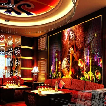 Beibehang tapet-3D-Guld musik, sang og dans diskotek Natklub Bar KTV vægmaleri vægmalerier-3d tapeter home decor