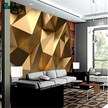 Beibehang Tilpasset Store Tapet Vægmaleri Stereo Indvinding af bygningsarealer Tuhao Guld Polygon Bolden TV Baggrund Væggen