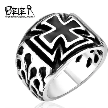 BEIER mode rustfrit stål vintage cross ring for mennesket kontor smykker til manden drop shipping BR8-227