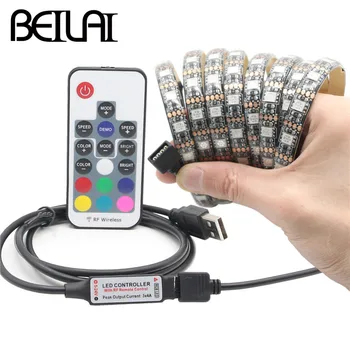 BEILAI DC 5V USB LED Strip 5050 Vandtæt RGB LED Lys Fleksibelt 50 CM 1M 2M tilføj 3 17Key Fjernbetjening Til TV Baggrund Belysning