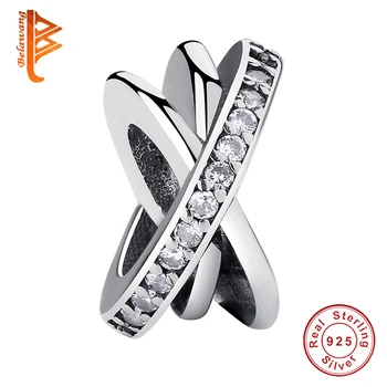 BELAWANG Klassiske 925 Sterling Silver Cross Charm Perle Passe Europæiske DIY Armbånd til Kvinder, Bryllup, Engagement Luksus Smykker Gave