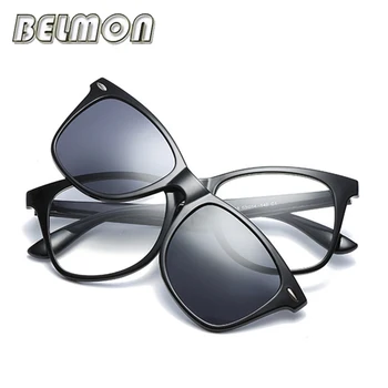 BELMON Briller Ramme Mænd, Kvinder Mode Klip På Magneter, der er Polariseret Sungllasses Optiske Briller Brille Ramme For Mandlige RS258