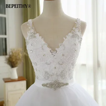 BEPEITHY V Hals Vintage Bryllup Kjole Med Bælte Vestido De Novia Casamento Ramme brudekjoler 2017 Bolden Kjole