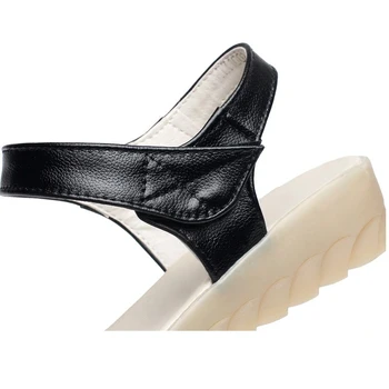BEYARNE ny ægte læder sandaler med kilehæl kvinder sandaler sommer sko til damer, kvinder sko-kvinde sko