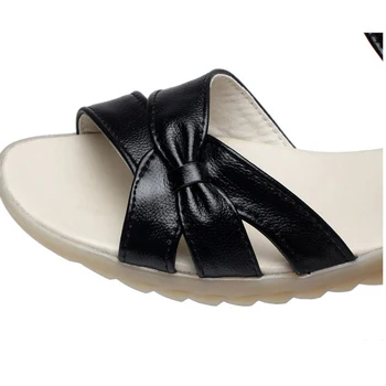 BEYARNE ny ægte læder sandaler med kilehæl kvinder sandaler sommer sko til damer, kvinder sko-kvinde sko