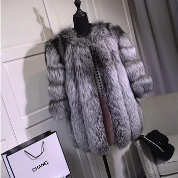 BFFUR i Ægte Sølv Fox Fur Outwear Ægte Pels Ned Frakke Kan Tilføje Hood Længde Pels 2017 Ægte Pels BF-C0015
