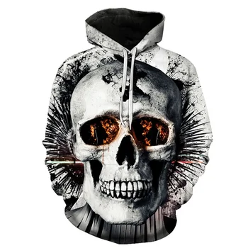 BIANYILONG Kraniet 3D-Print hættetrøjer Hip Hop Efteråret Sweatshirts Lommer Jakker Fashion Brand Outwear Hooded Coat Hip Hop