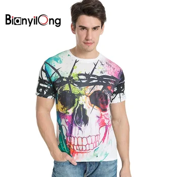 BIANYILONG Nye smarte Farvede kranier Print T-shirt Mænd/Kvinder Brand Tshirt Mode 3d-T-shirt Sommer Toppe, t-Shirts størrelse M-5XL