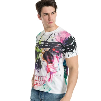 BIANYILONG Nye smarte Farvede kranier Print T-shirt Mænd/Kvinder Brand Tshirt Mode 3d-T-shirt Sommer Toppe, t-Shirts størrelse M-5XL