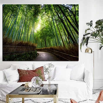Big Size Moderne Landskab Lærred Maleri Kyoto, Japan Bambus Skov bjergstier HD Print Væg Kunst, Stue Indretning Cuadros