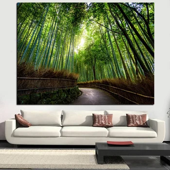 Big Size Moderne Landskab Lærred Maleri Kyoto, Japan Bambus Skov bjergstier HD Print Væg Kunst, Stue Indretning Cuadros