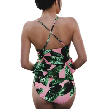 Bikini Kvinder Med Høj Talje Badetøj 2017 Brasilianske Push Up Bandeau Badedragt Sexet Halterneck Top Badedragt Udskrivning Badebukser