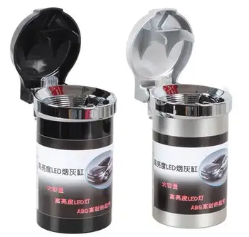 Bil Askebæger belyst Med LED-Lys Aske Tin kopholder telefonholder, kopholder Askebæger Sort og sølv