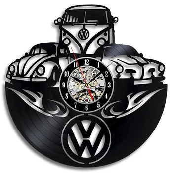 Bil Logo Volkswagen vinylplade vægur Gave til Ven 3D Dekorative Hængende Home Decor Ur Klassisk vægur