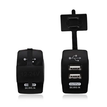 Bil med Dobbelt USB Stik Bil Oplader Power Adapter 3.1 A 5V Output LED-Lys 12-24V for Motorcykel, Båd, Campingvogn For Alle Telefon