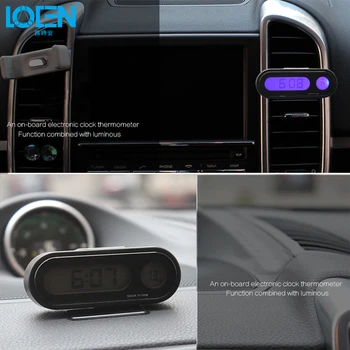 Bil Mini Elektronisk Ur Ur Auto Dashboard Ure Lysende Termometer Sort Digital Skærm Bil Tilbehør