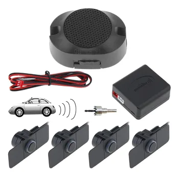 Bil Parkering Sensorer Parktronics 4 Sort/Sølv/Hvid 13mm Fladskærms-Sensorer Omvendt Backup Radar Lyd Summer ved Alarm, Justerbar Lyd