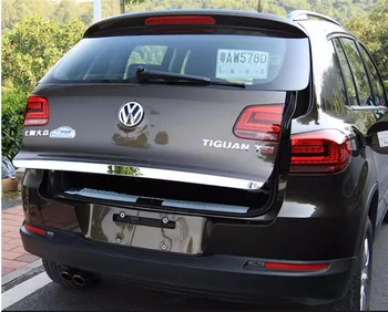 Bil Rustfrit stål Bag bagklappen Dække Trim baglågen Protector Tilbage Kuffert Dækning Passer Til VW Volkswagen Tiguan 2010 -2017