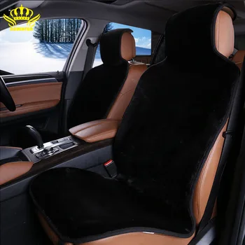 Bil sædebetræk sæt sort kunstskind søde bil indvendigt tilbehør hynde styling vinter nye plys bil pad sædebetræk til bil