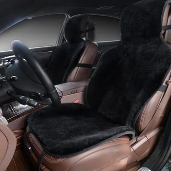 Bil sædebetræk sæt sort kunstskind søde bil indvendigt tilbehør hynde styling vinter nye plys bil pad sædebetræk til bil