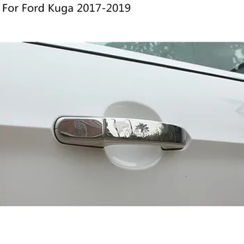 Bilen krop dække beskytte detektor stick ramme lampe trim ABS chrome bilens dørhåndtag 8stk For Ford Kuga 2017 2018 2019
