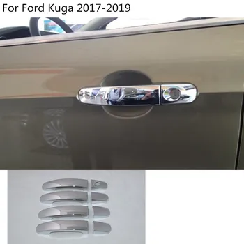 Bilen krop dække beskytte detektor stick ramme lampe trim ABS chrome bilens dørhåndtag 8stk For Ford Kuga 2017 2018 2019