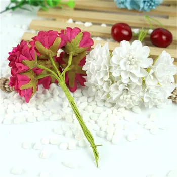 Billige 6stk/masse Silke Realistisk Daisy Kunstige Blomster Til Bryllup Dekoration Chrysanthemum DIY Gave Scrapbooking Håndværk Blomst